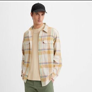 Levi's Relaxed Fit Jackson Worker Overshirt Plaid Large Button Up Chore Classic